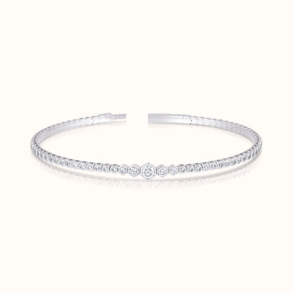 Lab Grown Diamond Pentagon Illusion Flexible Bangle