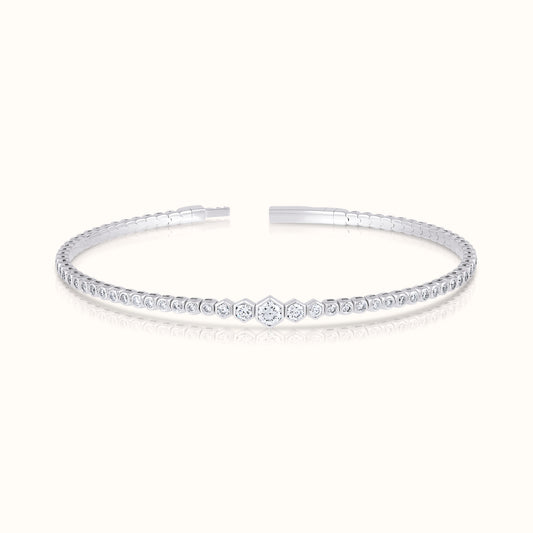 Lab Grown Diamond Pentagon Illusion Flexible Bangle