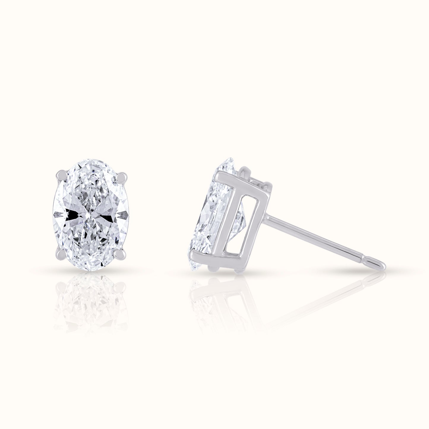 IGI Certified Oval Cut Lab Grown Diamond Stud Earring