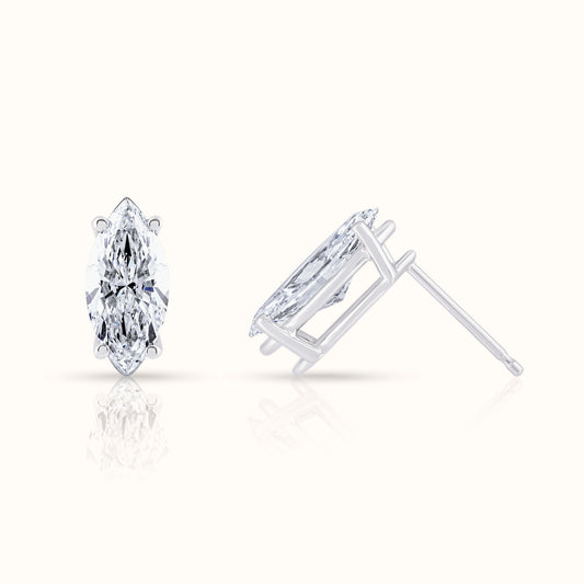 IGI Certified Marquise Cut Lab Grown Diamond Stud Earring