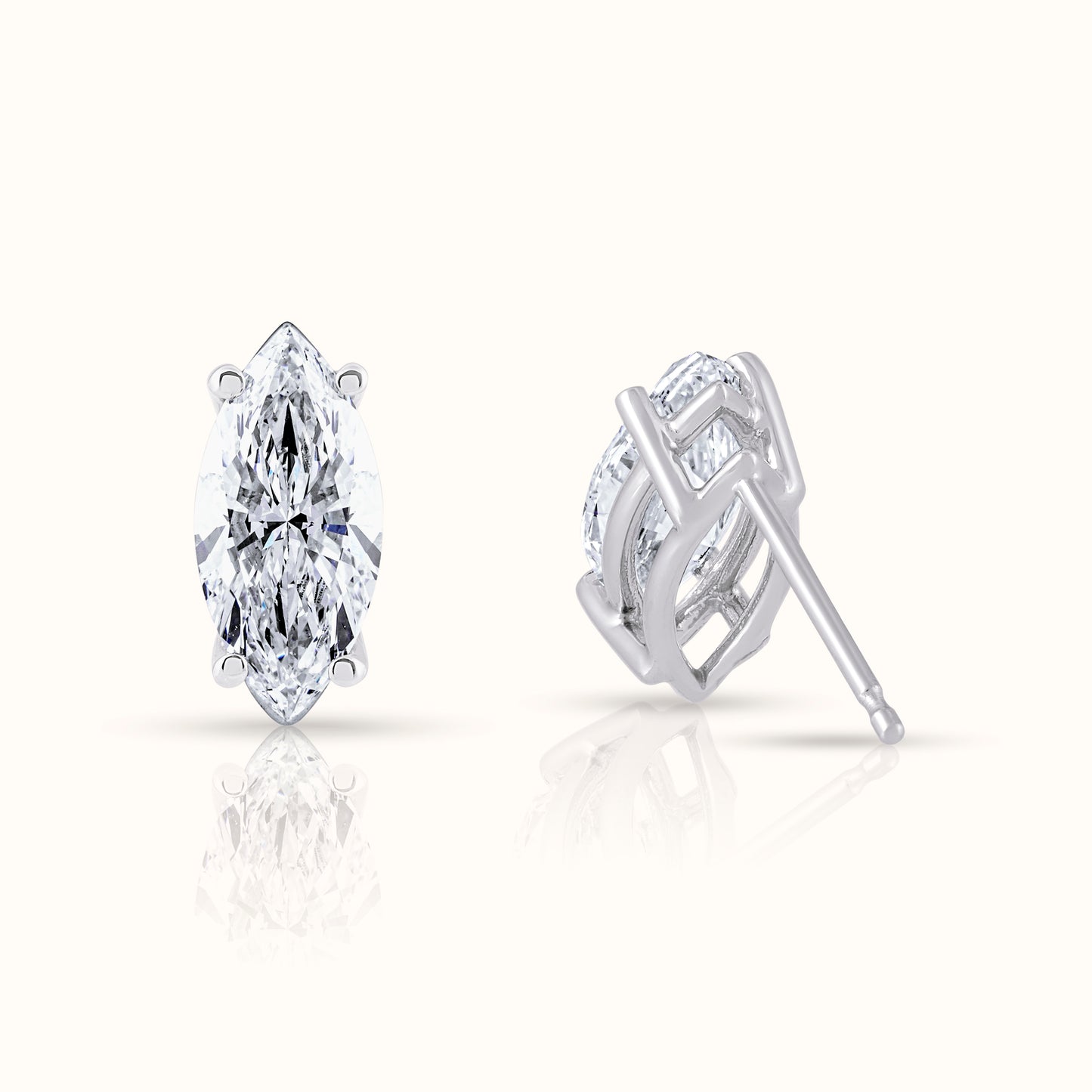 IGI Certified Marquise Cut Lab Grown Diamond Stud Earring