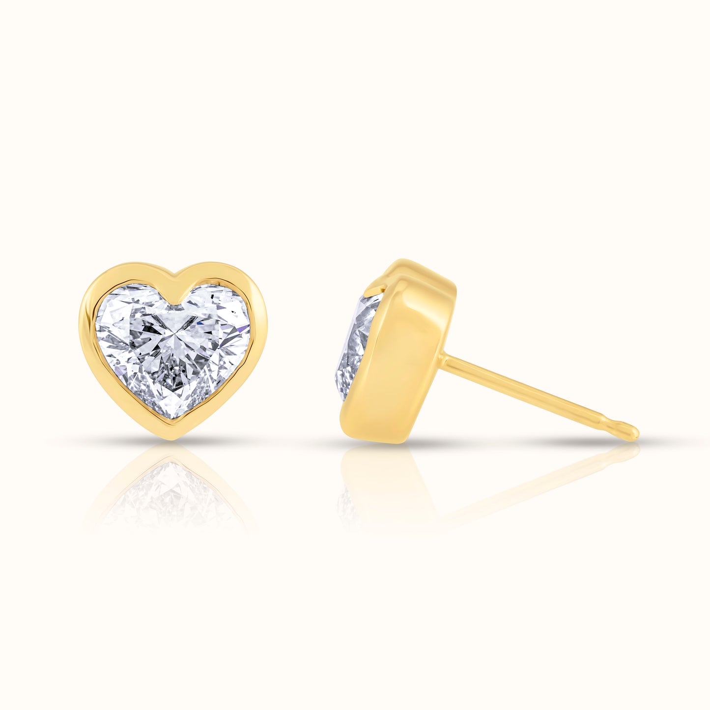IGI Cerified Heart Cut Bezel Set Lab Grown Diamond Stud Earring