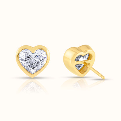 IGI Cerified Heart Cut Bezel Set Lab Grown Diamond Stud Earring