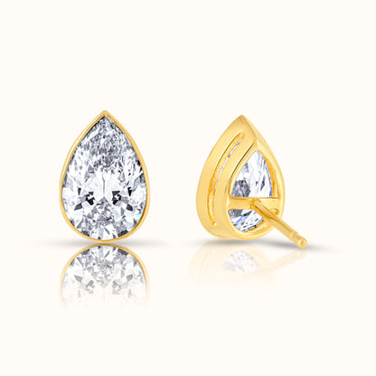 IGI Certified Pear Cut Bezel Set Lab Grown Diamond Stud Earring