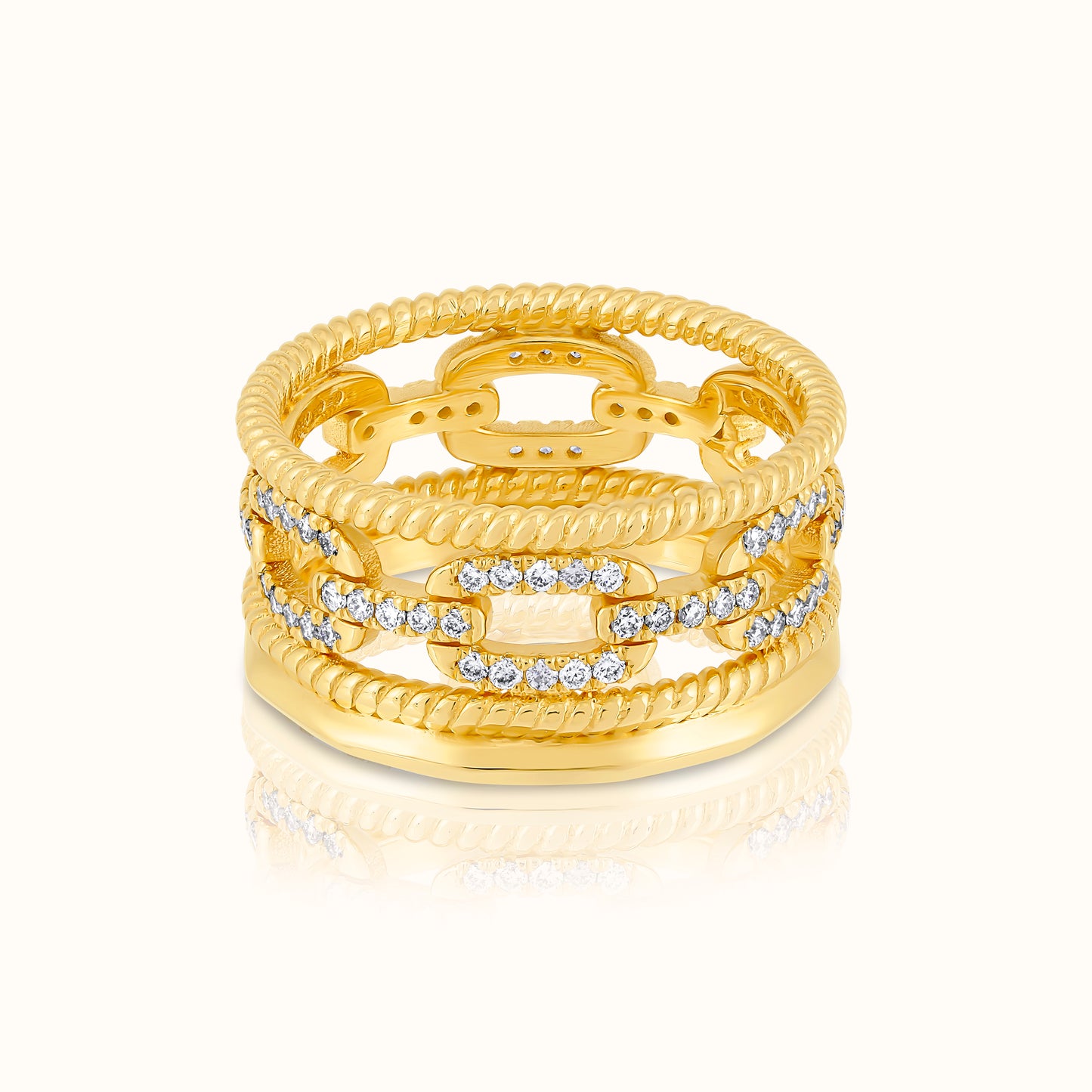 Four Row Staked Lab Grown Diamond Ring