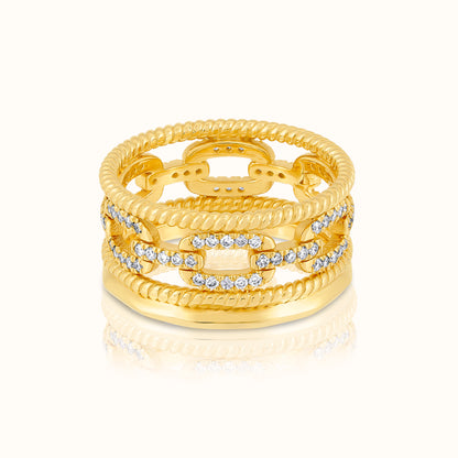 Four Row Staked Lab Grown Diamond Ring