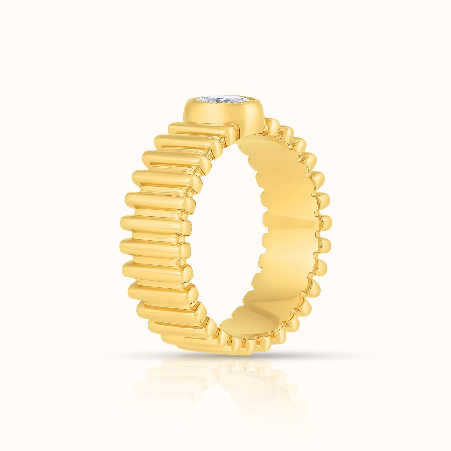 Fluted Band with Lab Grown Diamond Oval Ring