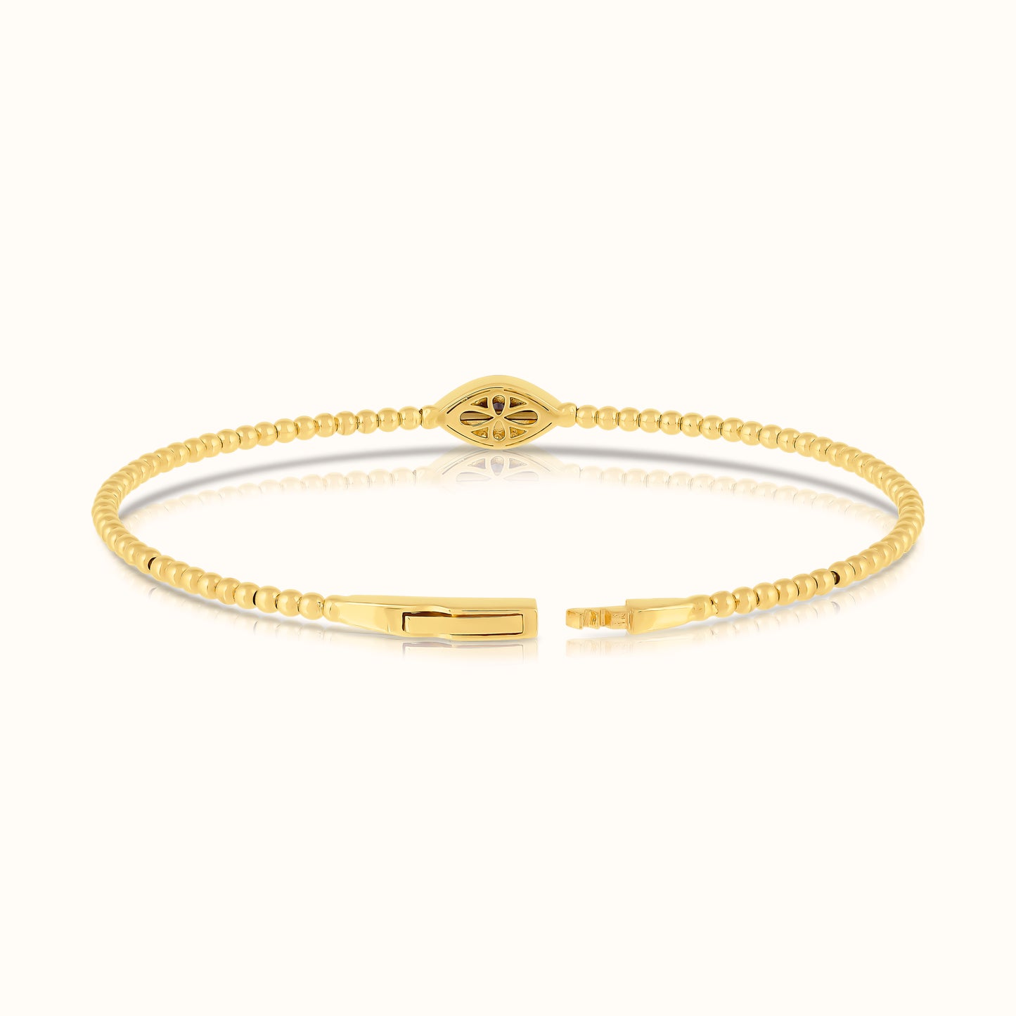 Lab Grown Diamond Evil Eye with Natural Sapphire Flexible Beaded Flower Bangle