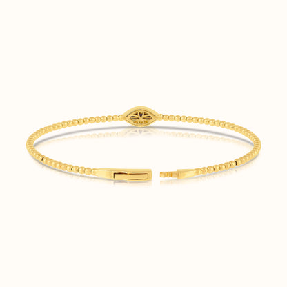 Lab Grown Diamond Evil Eye with Natural Sapphire Flexible Beaded Flower Bangle