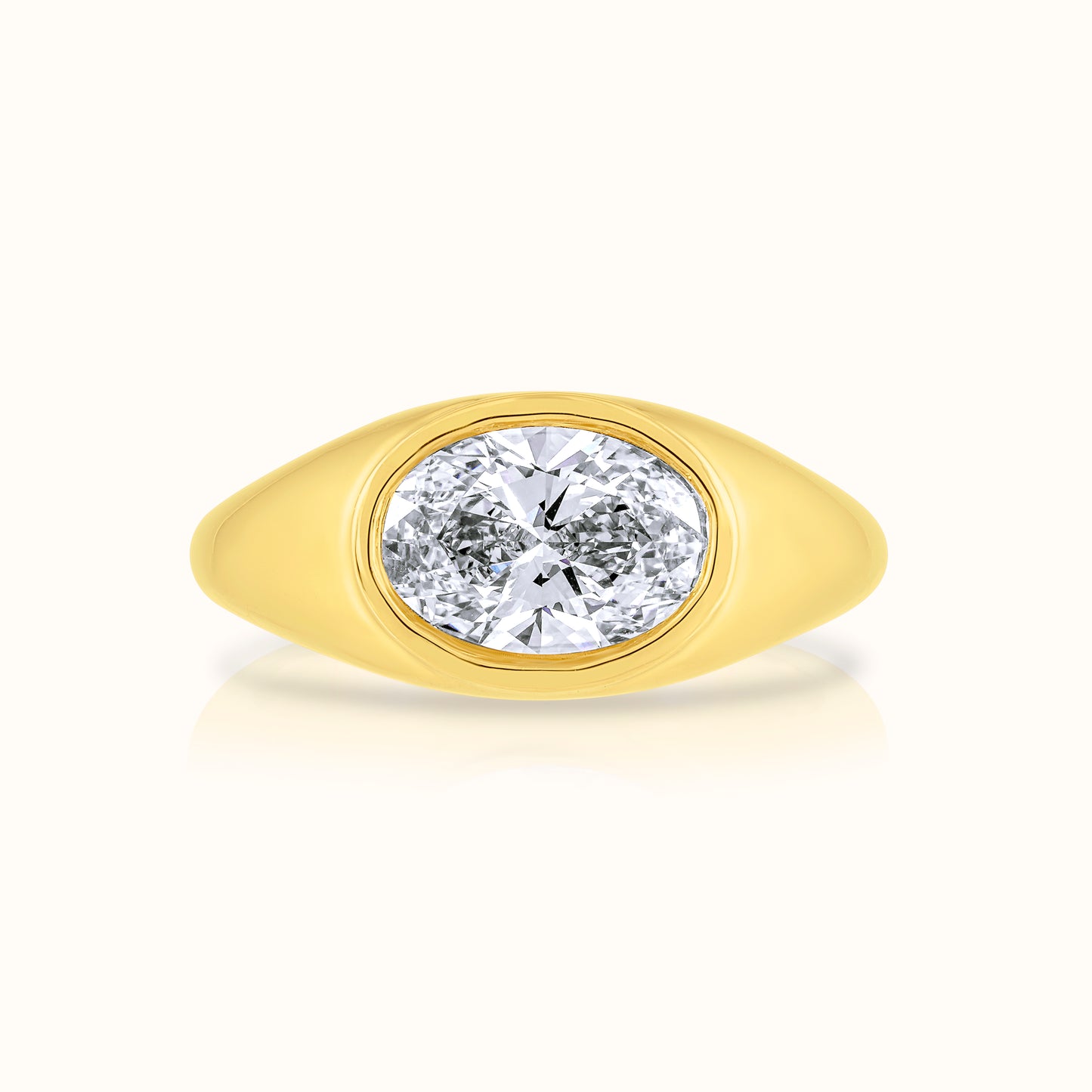 East West Lab Grown Diamond Oval Signet Ring