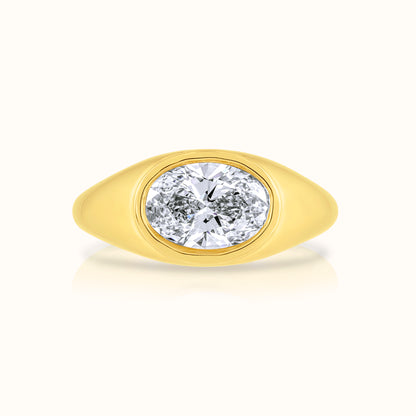 East West Lab Grown Diamond Oval Signet Ring