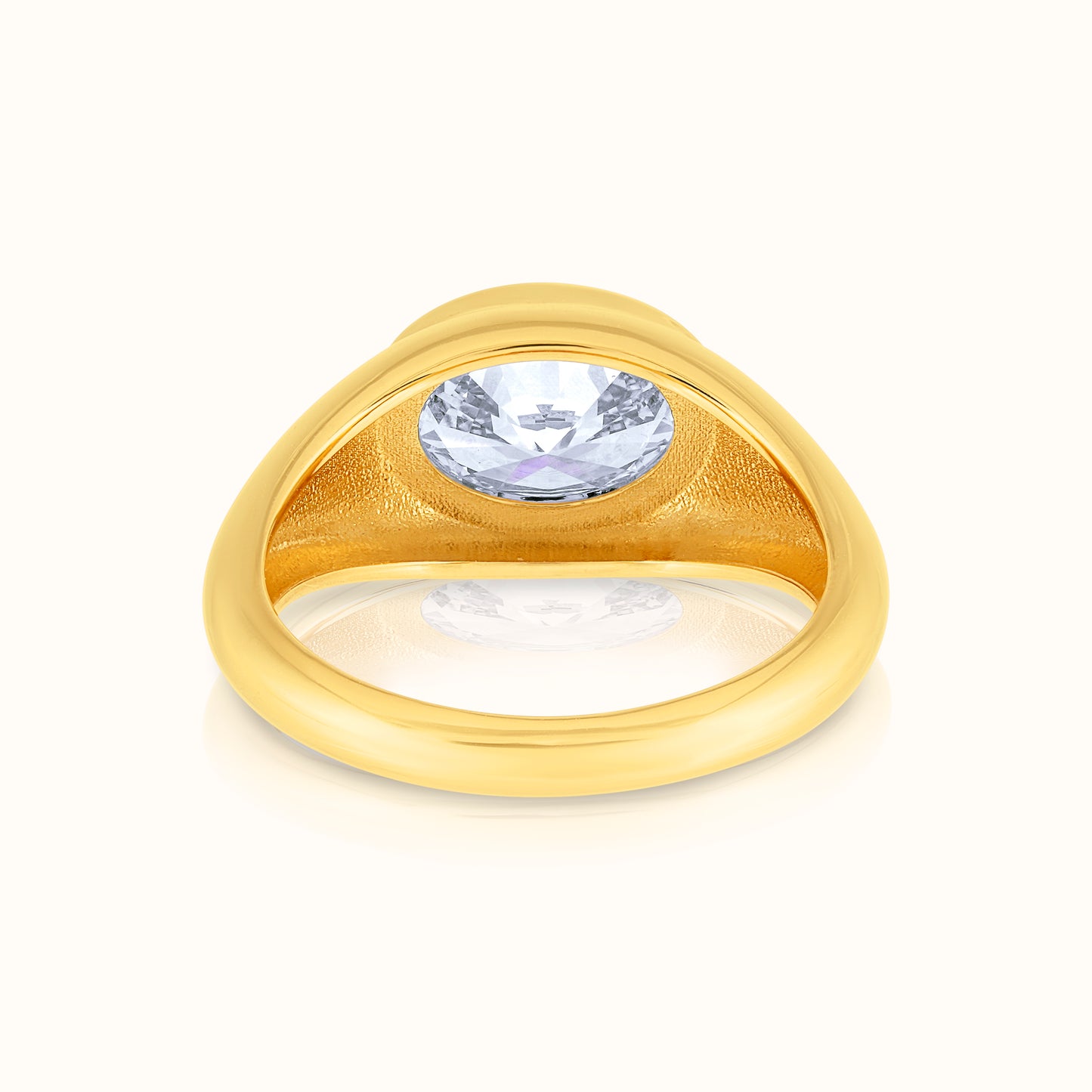 East West Lab Grown Diamond Oval Signet Ring