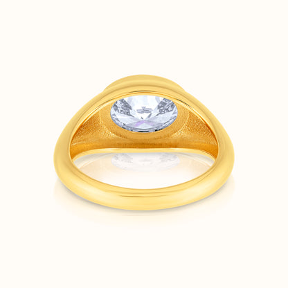 East West Lab Grown Diamond Oval Signet Ring