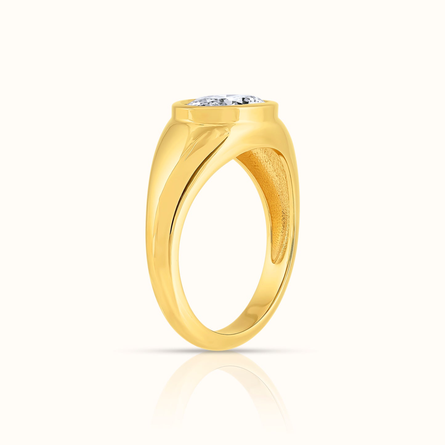 East West Lab Grown Diamond Oval Signet Ring