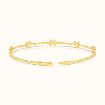 Lab Grown Diamond Flexible Beaded Butterfly Bangle