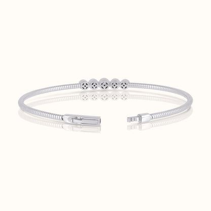 5 Station Graduate Bezel Set lab Grown Diamond Flexible Bangle