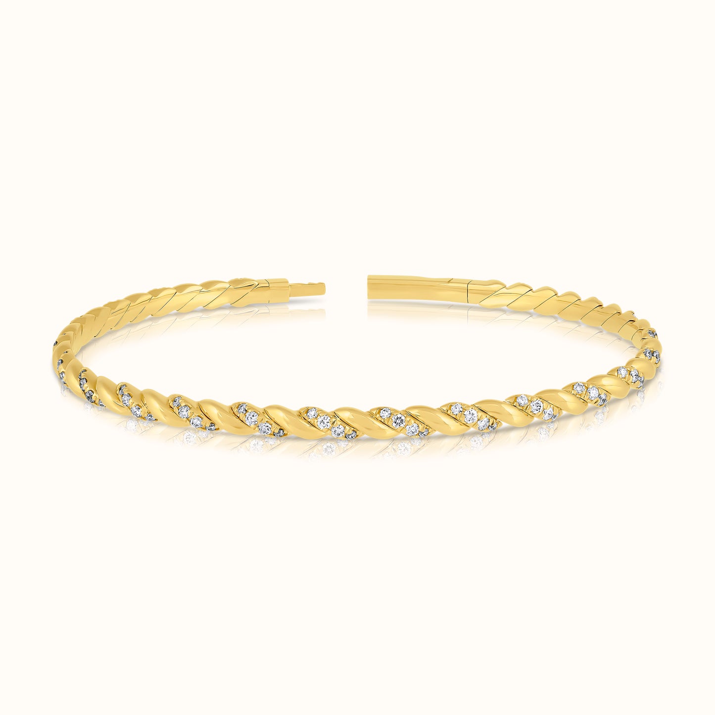 Twisted Rope Lab Grown Diamond Flexible Bangle