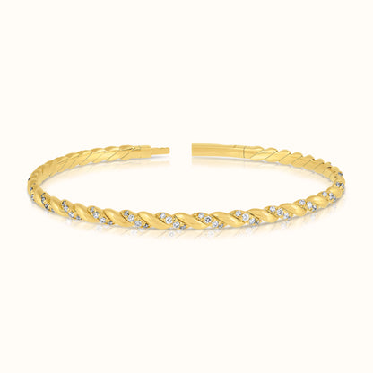 Twisted Rope Lab Grown Diamond Flexible Bangle