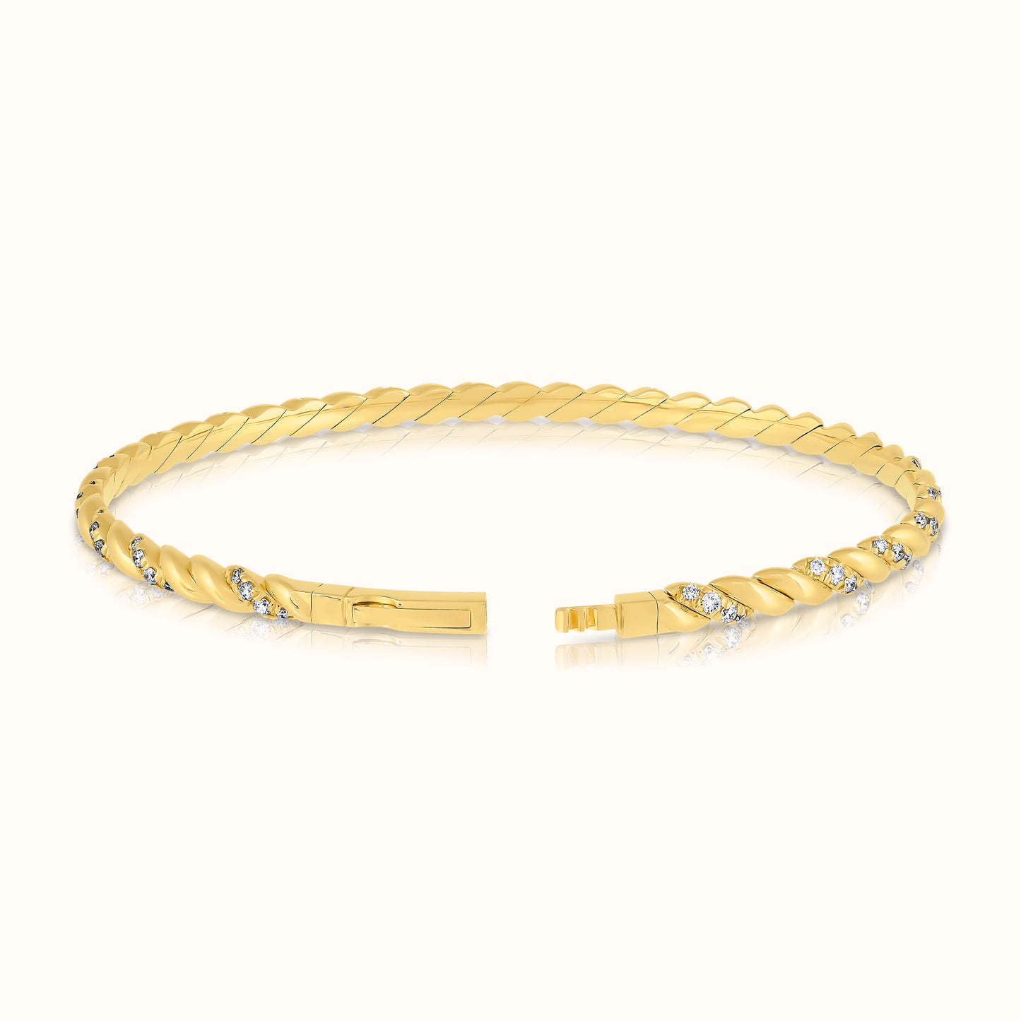 Twisted Rope Lab Grown Diamond Flexible Bangle