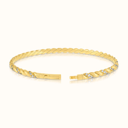 Twisted Rope Lab Grown Diamond Flexible Bangle