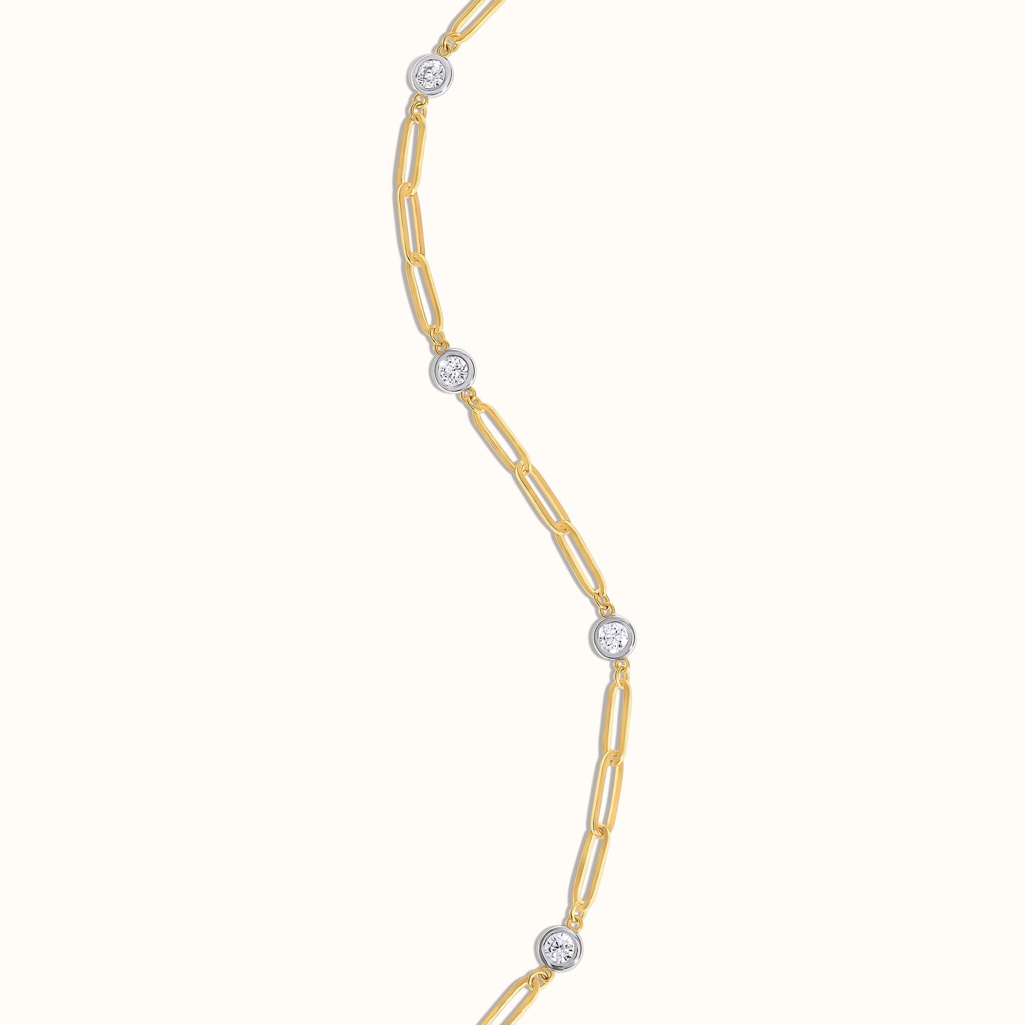 Paperclip and Lab Grown Diamond Bezel Bracelet