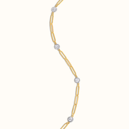 Paperclip and Lab Grown Diamond Bezel Bracelet