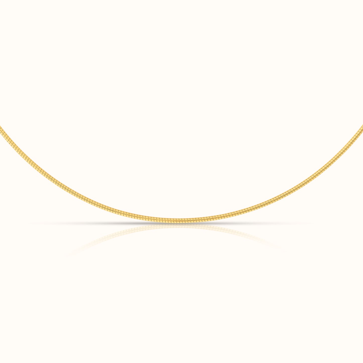 Solid Yellow Gold Omega Necklace 14-16 inch