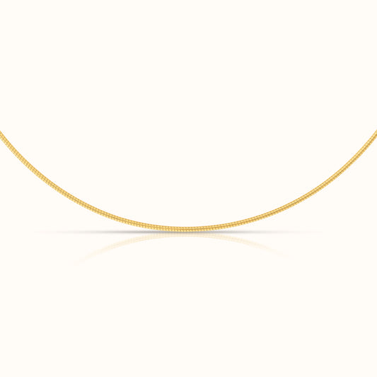 Solid Yellow Gold Omega Necklace 14-16 inch