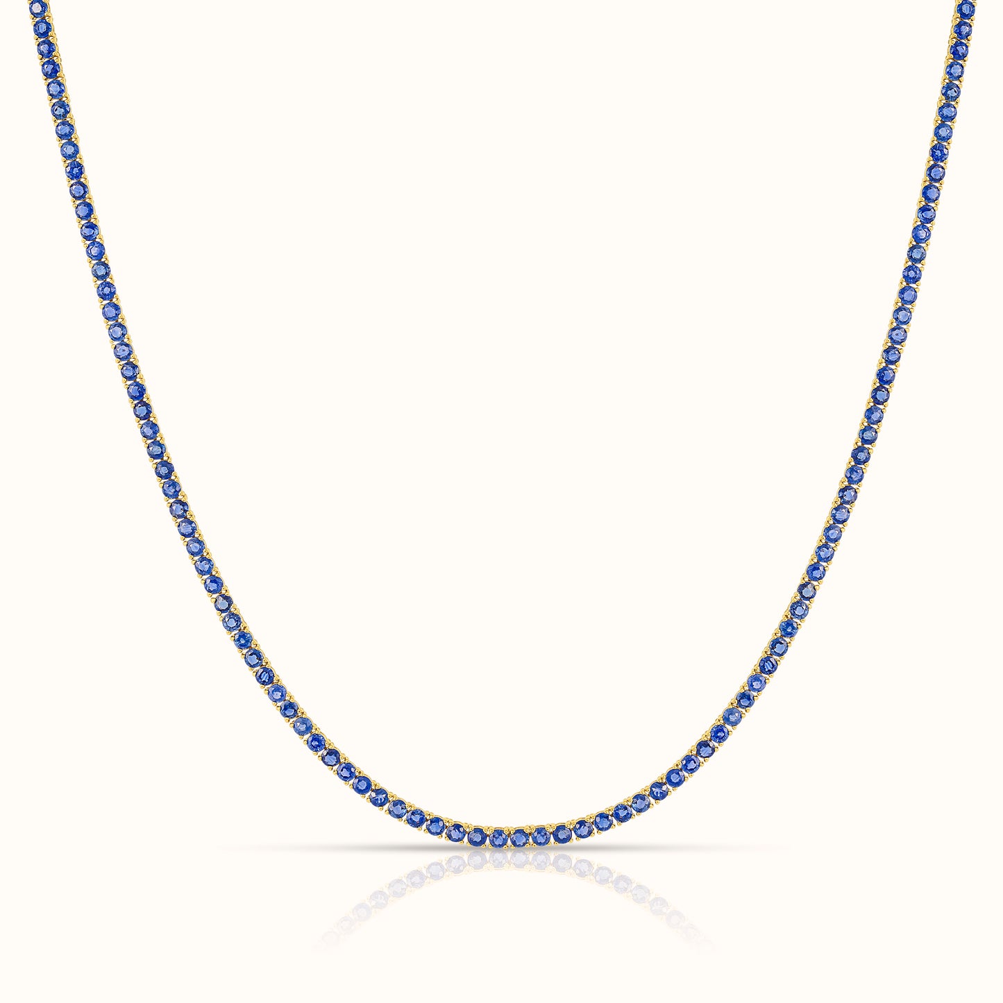 Natural Blue Sapphire Round 15 Carat Tennis Necklace