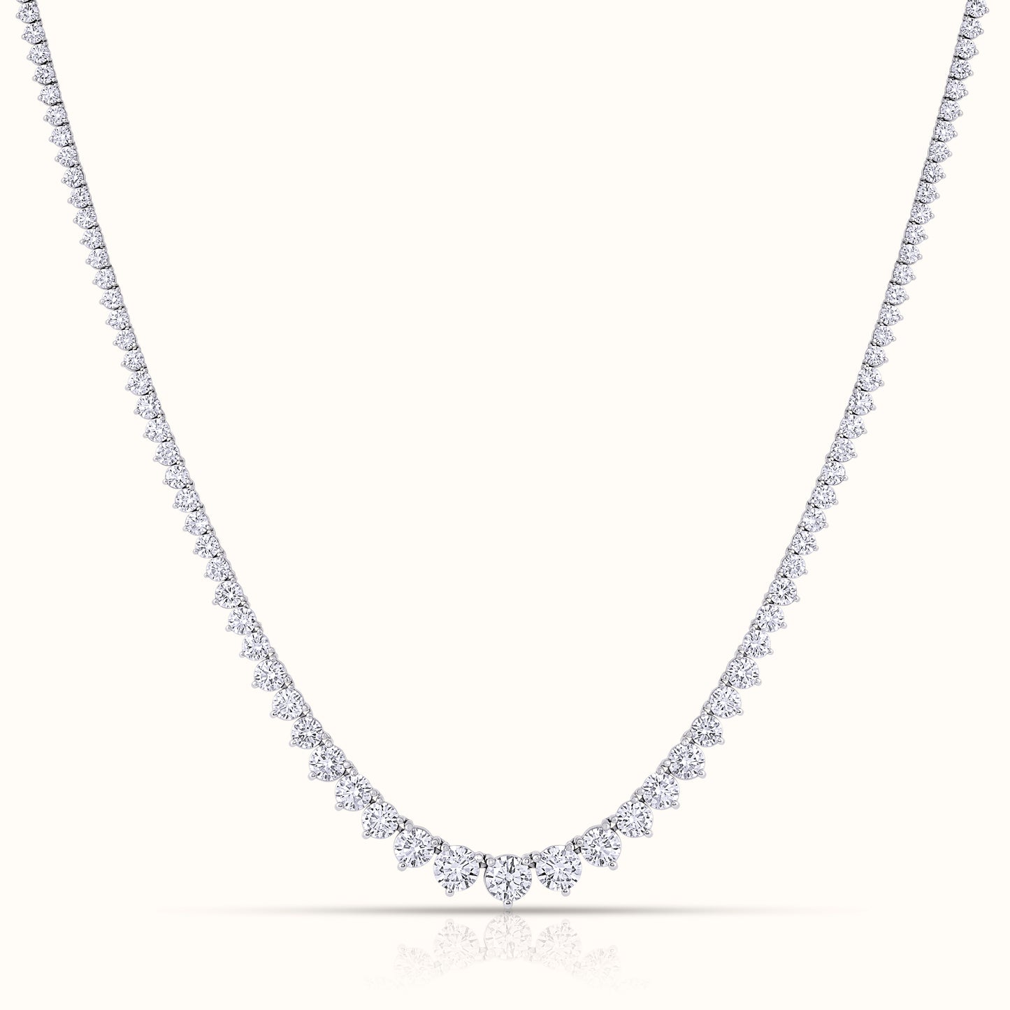 3 Prong Graduated Lab Grown Diamond Tennis Necklace