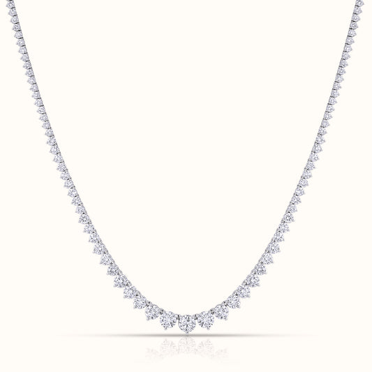 3 Prong Graduated Lab Grown Diamond Tennis Necklace