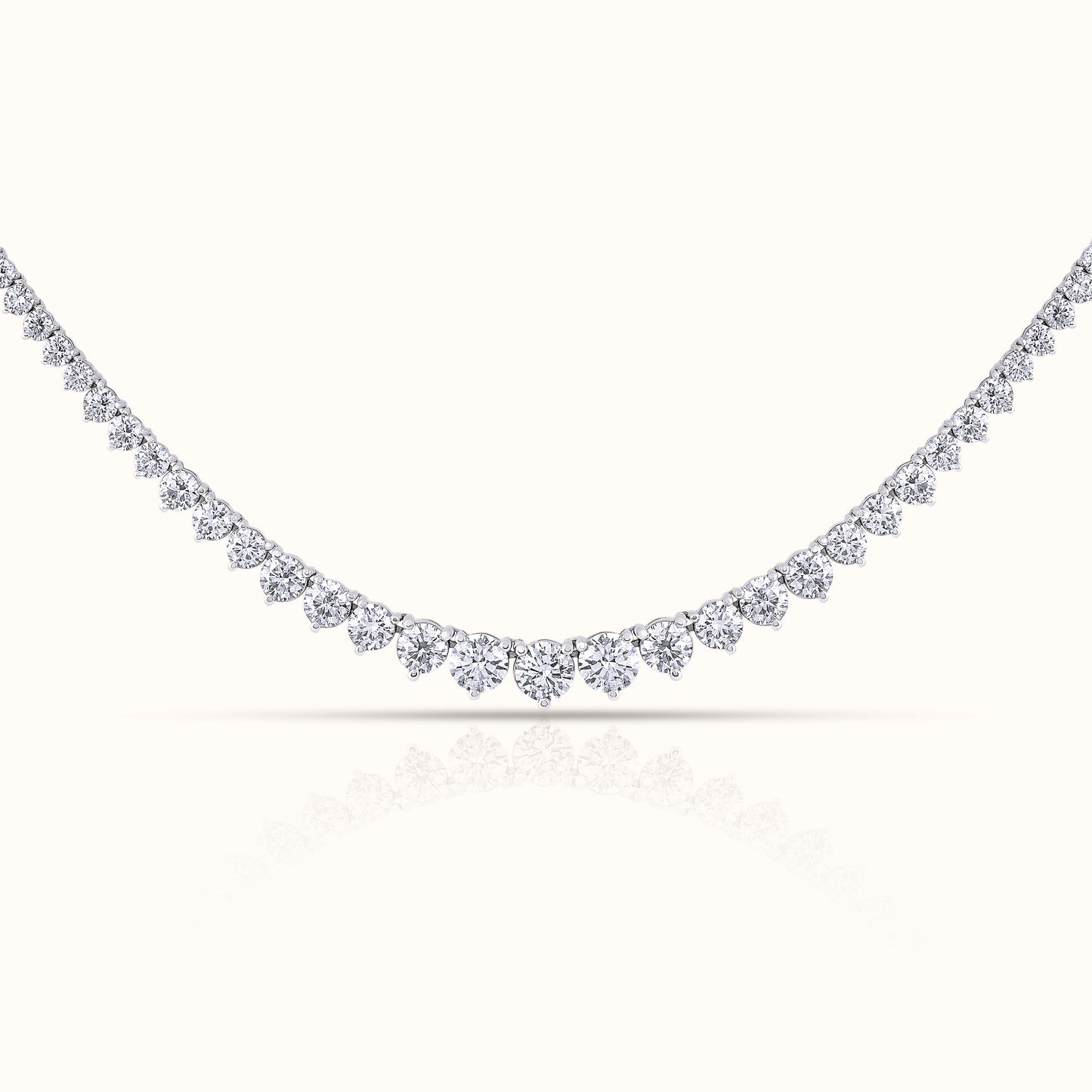 3 Prong Graduated Lab Grown Diamond Tennis Necklace