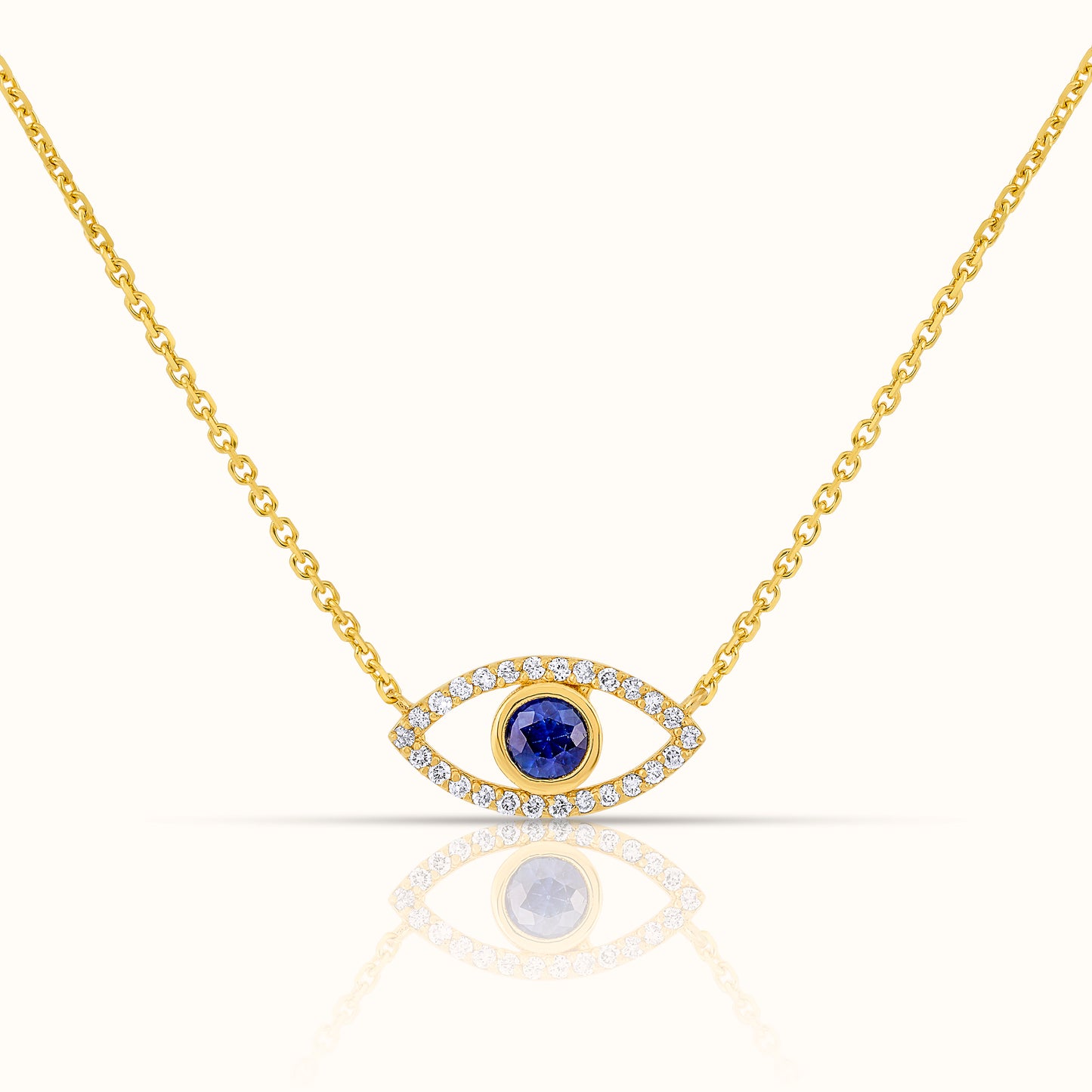 Blue Sapphire Evil Eye Pendant with Lab Grown Diamonds