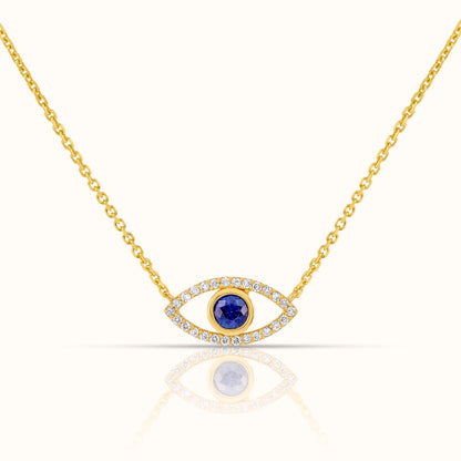 Blue Sapphire Evil Eye Pendant with Lab Grown Diamonds