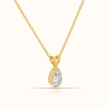 Bezel Set IGI Certified Lab Grown Diamond Pear Cut Pendant Necklace