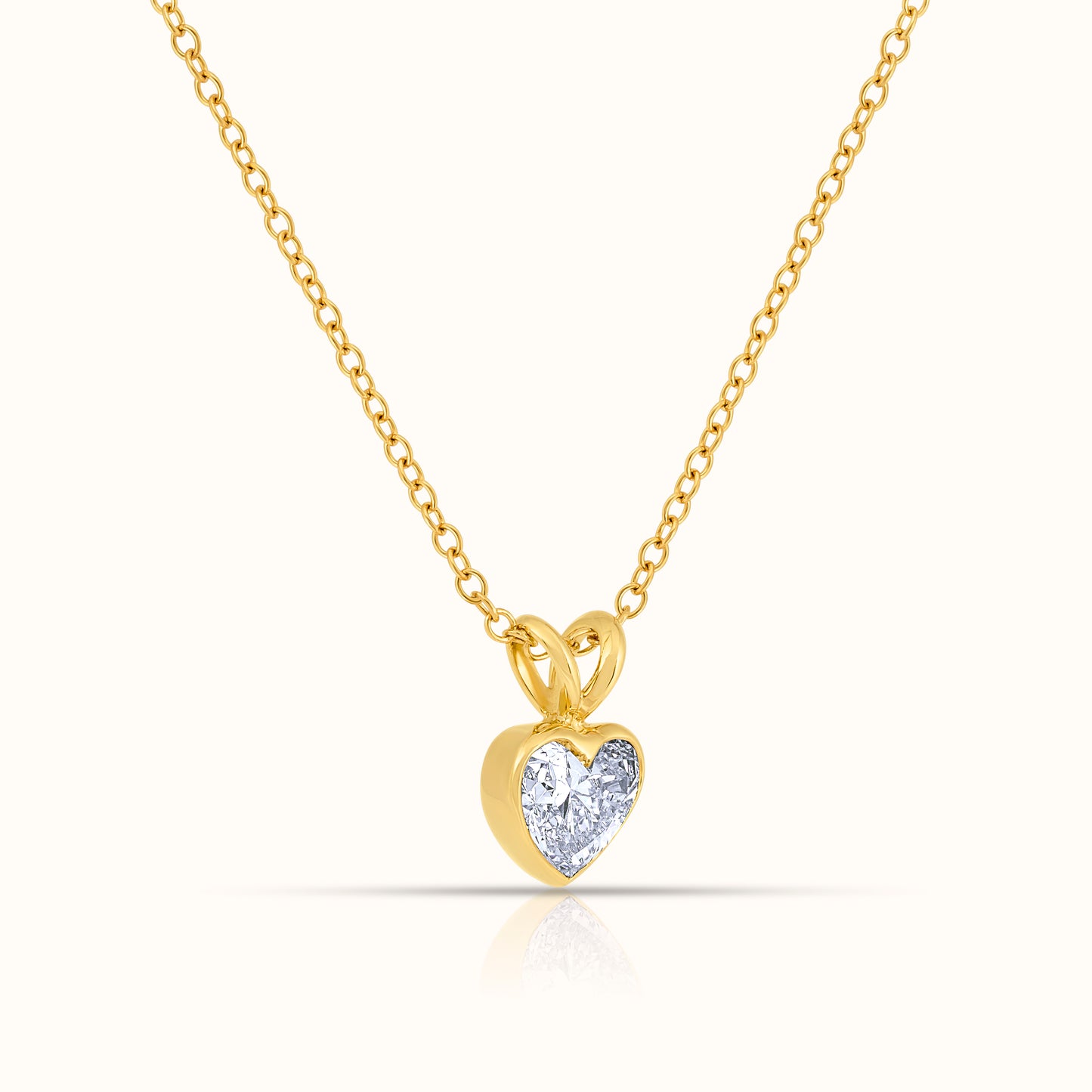 Bezel Set IGI Certified Lab Grown Diamond Heart Cut Pendant Necklace