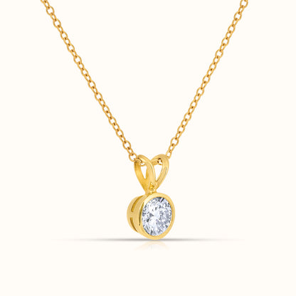 Bezel Set IGI Certified Lab Grown Diamond Round Cut Pendant Necklace