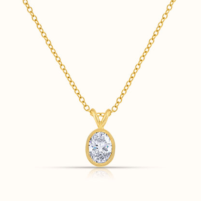 Bezel Set IGI Certified Lab Grown Diamond Oval Cut Pendant Necklace