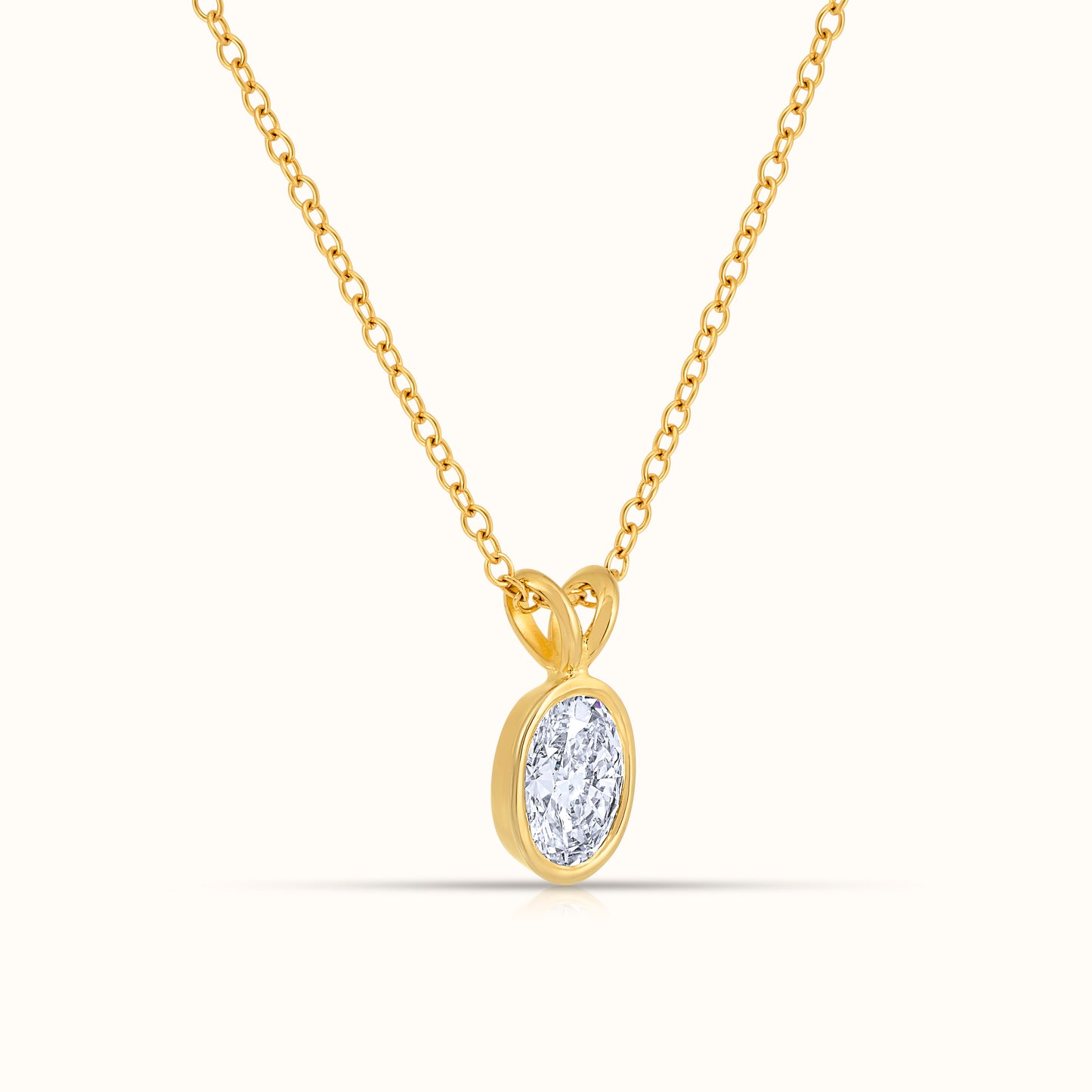 Bezel Set IGI Certified Lab Grown Diamond Oval Cut Pendant Necklace
