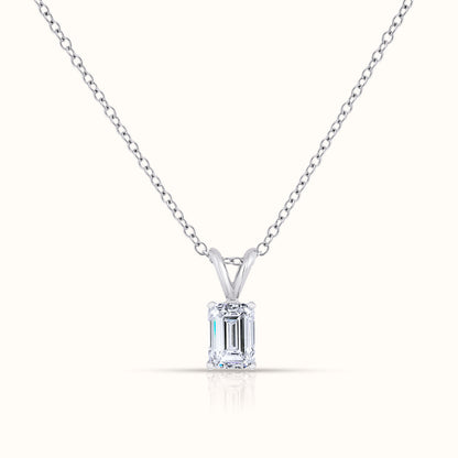 IGI Certified Solitaire Lab Grown Diamond Emerald Cut Pendant Necklace