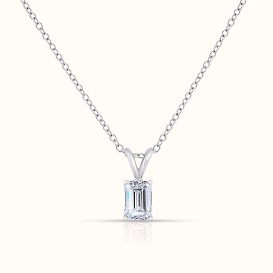 IGI Certified Solitaire Lab Grown Diamond Emerald Cut Pendant Necklace