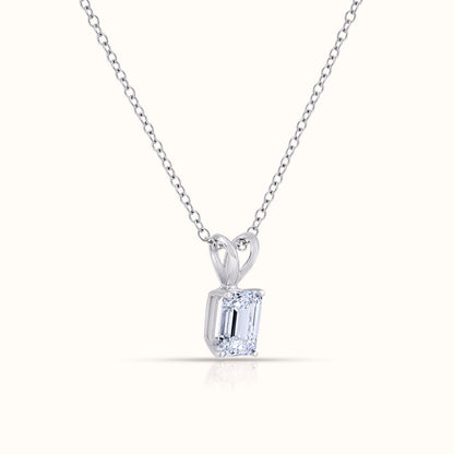 IGI Certified Solitaire Lab Grown Diamond Emerald Cut Pendant Necklace