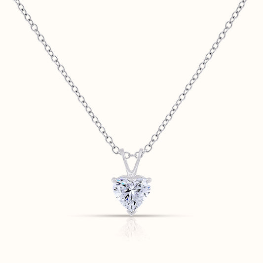 IGI Certified Solitaire Lab Grown Diamond Heart Cut Pendant Necklace