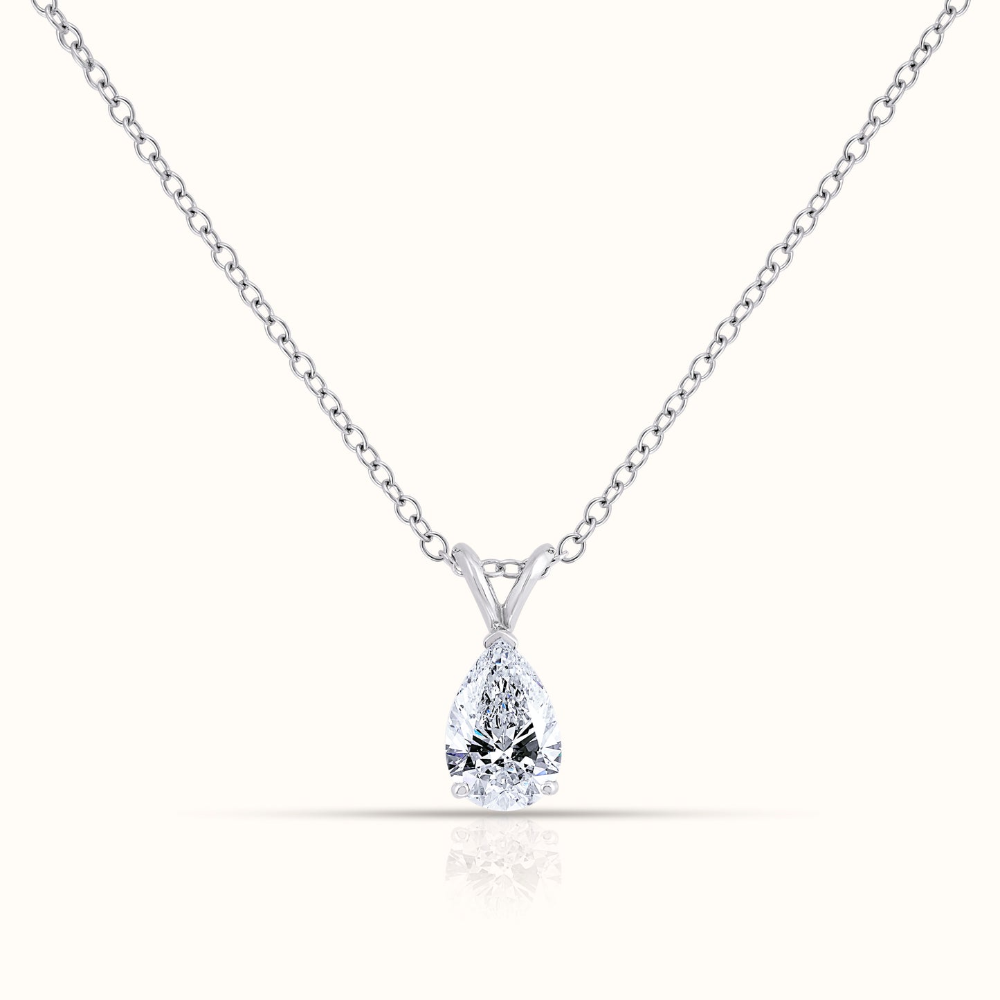 IGI Certified Solitaire Lab Grown Diamond Pear Cut Pendant Necklace