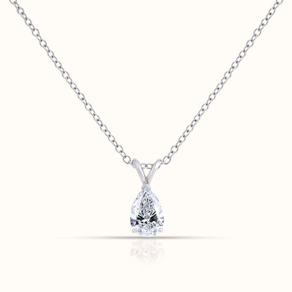 IGI Certified Solitaire Lab Grown Diamond Pear Cut Pendant Necklace
