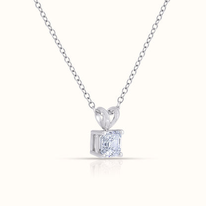 IGI Certified Solitaire Lab Grown Diamond Asscher Cut Pendant with Necklace