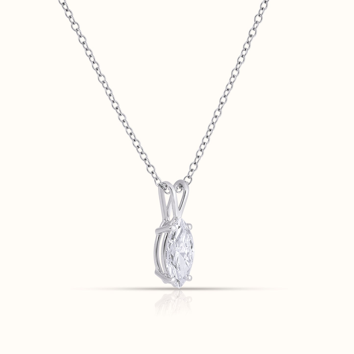 IGI Certified Solitaire Lab Grown Diamond Marquise Cut Pendant Necklace