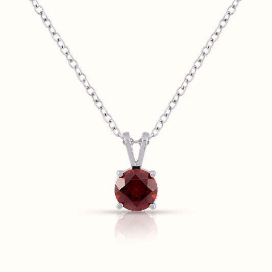 Natural Garnet - January Birthstone Charm Pendant
