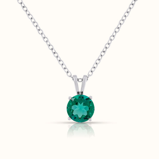 Lab Grown Green Emerald - May Birthstone Charm Pendant