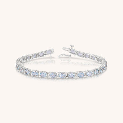 Natural Aquamarine Oval Tennis Bracelet